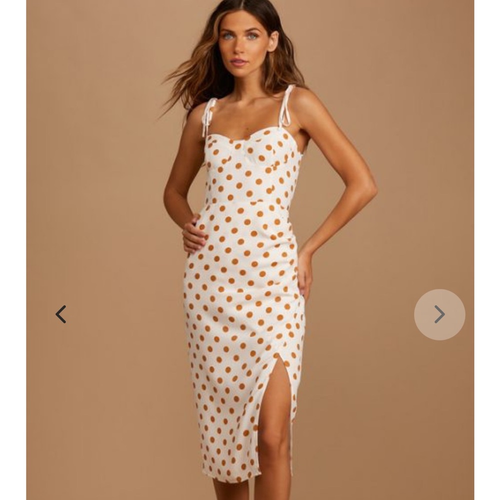 Lulu’s Polka Dot Tie-Strap Bustier Midi Dress